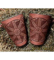 Leather Cuff LARP Slavic sun wheel Kolovrat 